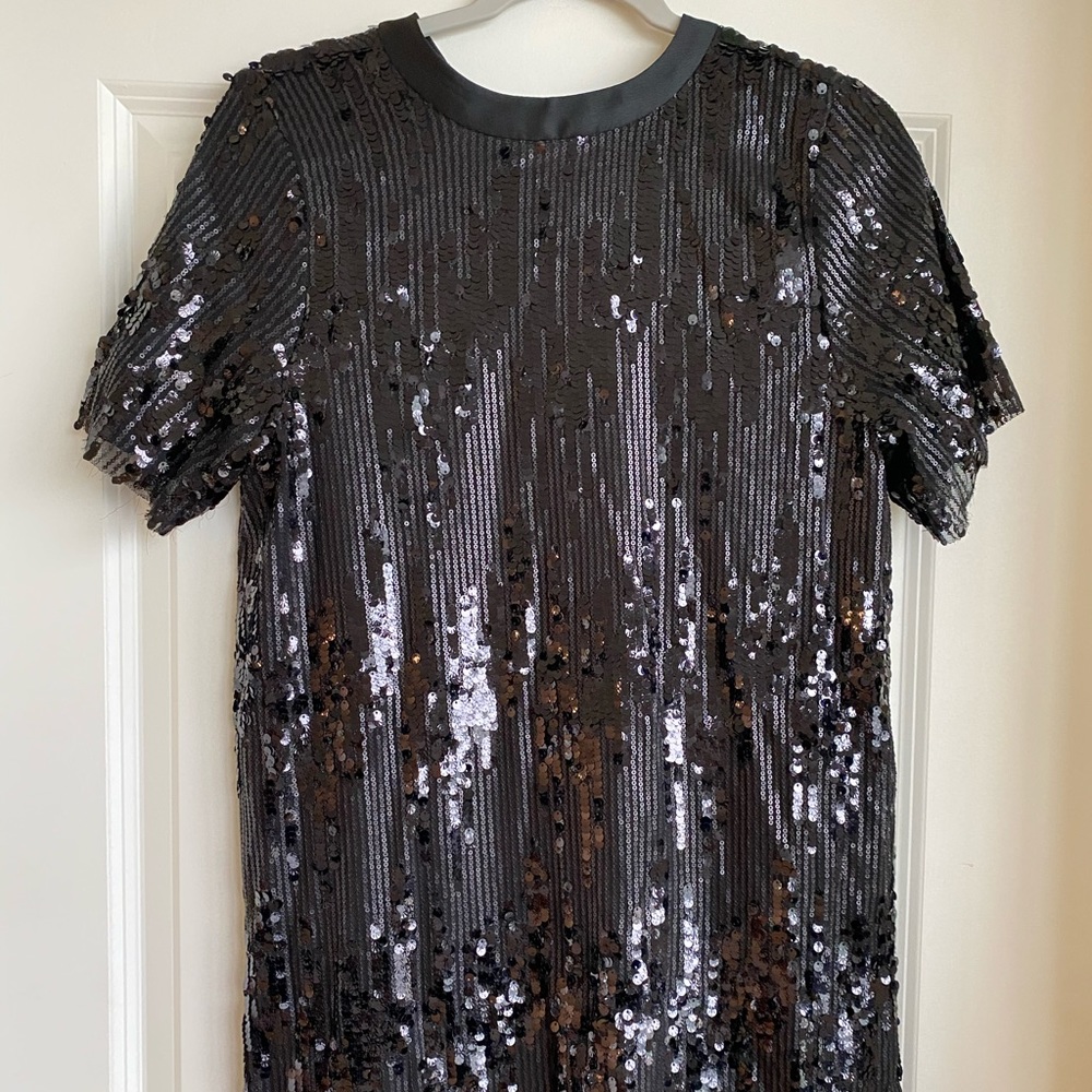 Zara Sequin Little Black Dress with Bow Back